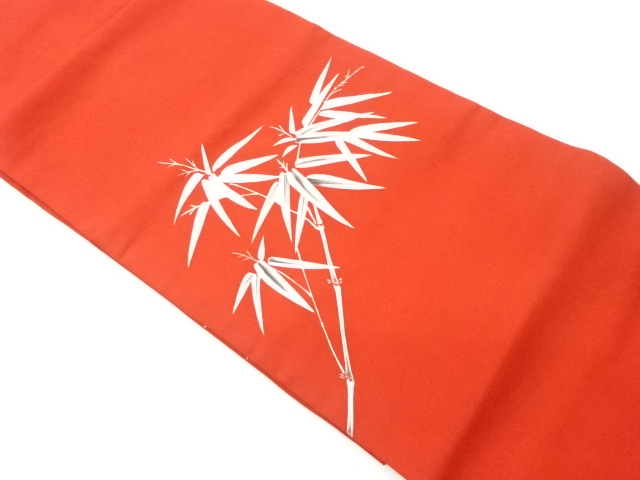 塩瀬手描き笹模様名古屋帯